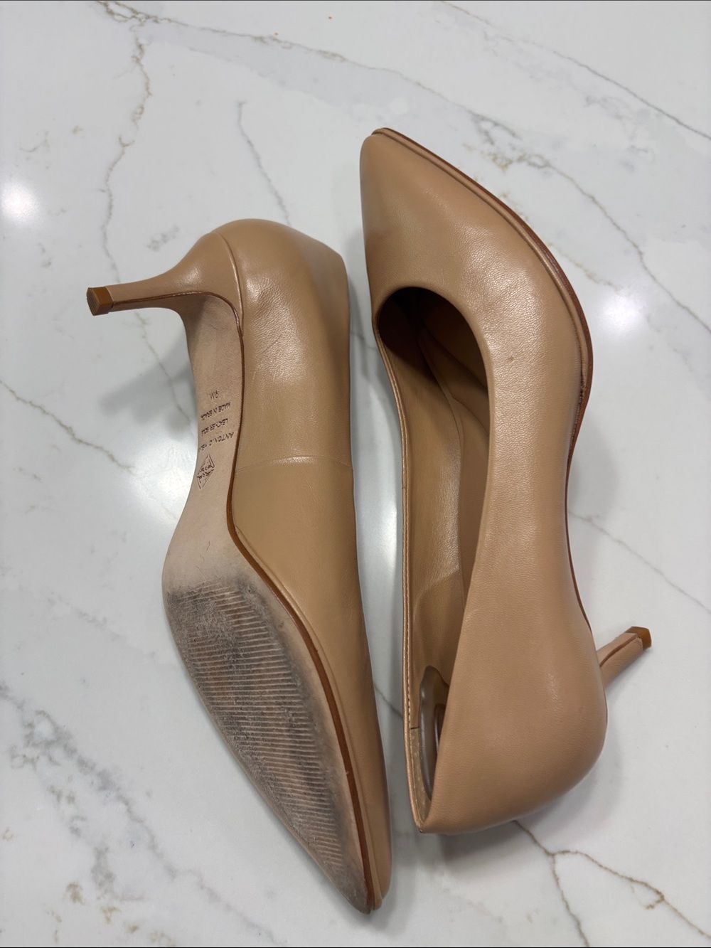 ANTONIO MELANI Beige Pointed-Toe Kitten Heel Pumps - Picture 10 of 14